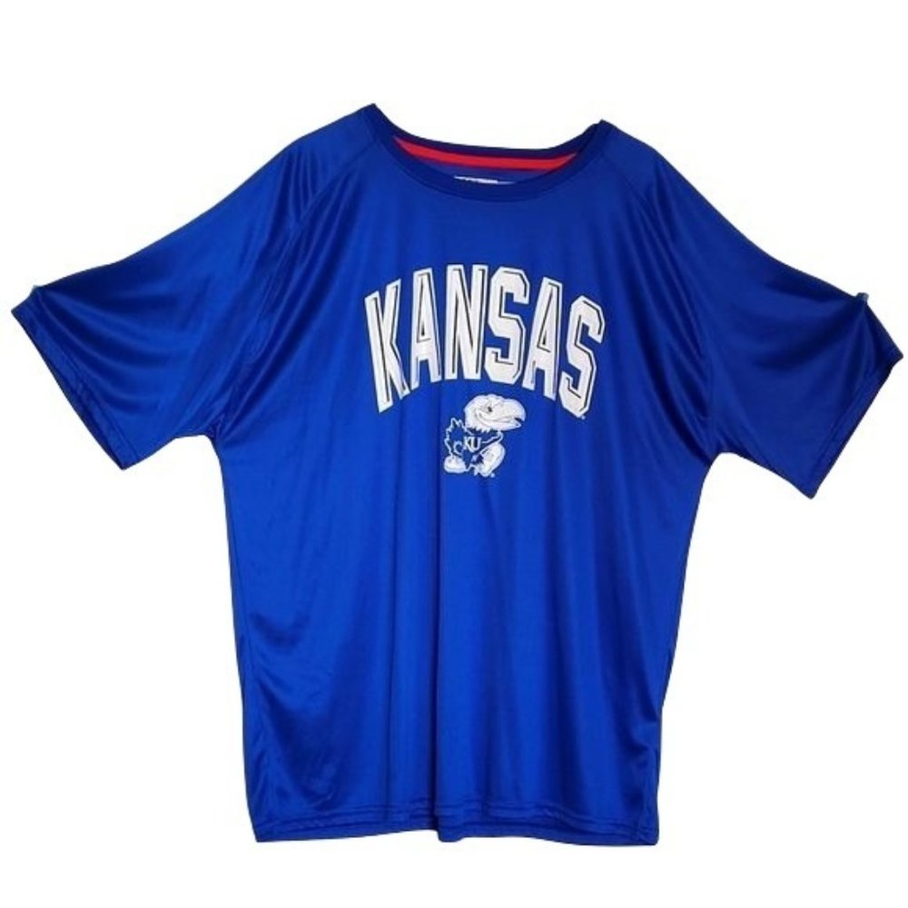 Kansas Univ Jayhawks Jersey Shirt 2XL Blue and White - Rock Chalk